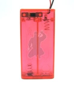 2xaa red transparent battery mod box with switch-